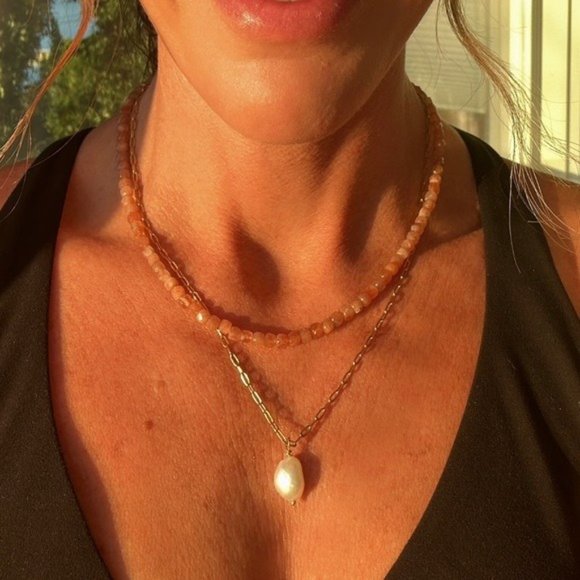 Necklace Pearl Waterproof Pearl paperclip chain gold layering necklace Dainty - Picture 12 of 12